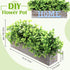 2 Pack (White,16 Lyrow Artificial Eucalyptus Plants in Rectangular Rustic Wooden Planter Box Faux Potted Herb Plant