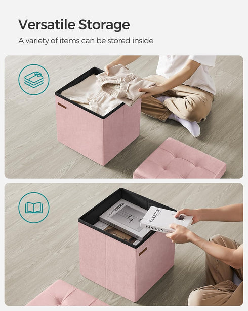 15 15 15 Inches, 11 (43 ULSF227R01 SONGMICS Small Storage Ottoman, Folding Ottoman Cube, x x Footstool, Footrest, Gal.
