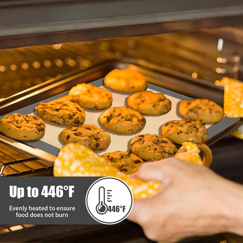 3-Pack Non-Stick Reusable Silicone Baking Mat, Perfect for Oven, Great for Baking Cookies, Pizza, Food-Grade Silicone