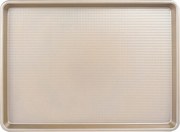 Nonstick Large Baking Cookie Sheet | Heavy Duty Carbon Steel Baking Pan for Oven | 17.7 Inch x 12.8 Inch, Champagne Gold