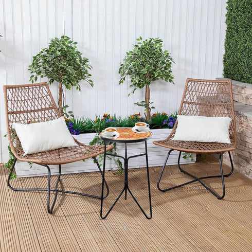 12'' VCUTEKA Patio Side Table Outdoor Accent Table Bistro Coffee Tables Plant End Small Porch Tables Indoor Round Glass
