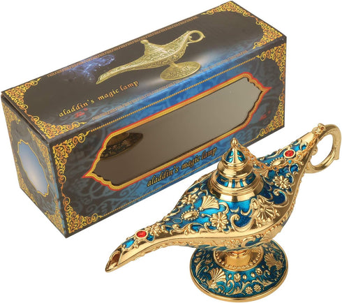 LAUYOO Classic Aladdin Magic Genie Lamp, Metal Carved Arabian Props for Home Tabletop Decoration, Size 7 x 20.7 x 11.3CM
