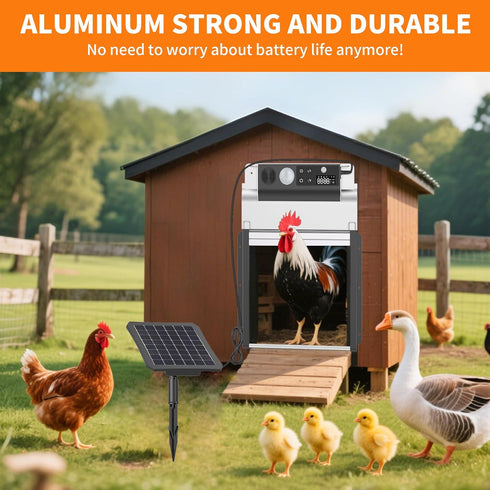 TIANMU Anti-Pinch 4 Automatic Chicken Coop Door, Solar Powered Chicken Coop Door with Timer & Light Sensor, Automatic