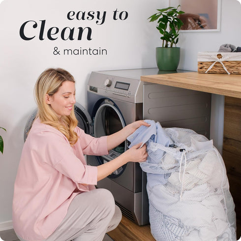 Mesh XL Laundry Bags - Pack of 2, Large 24" x 36", Durable with Secure Drawstring Closure (White)