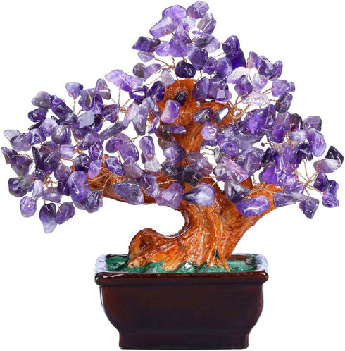 MANIFO Amethyst Crystal Tree, Reiki Healing Gemstone Money Tree Feng Shui Crystals Home Office Luck Decoration