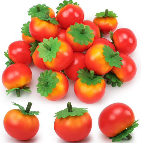 Meiwlong 27 Pcs Small Artificial Tomatos,Mini 1.5 Inch Fake Tomato for Decoration, Realistic
