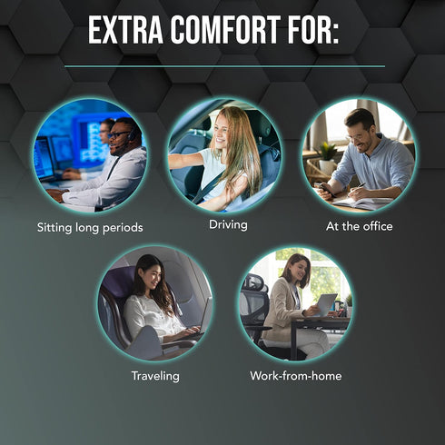 SAMSONITE Lumbar Support Pillow for Office Chair and Car Seat, Memory Foam, Gray