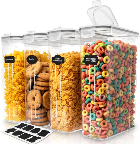 Utopia Kitchen Cereal Containers Storage Set 4 Pack 4L(135.2 oz) Airtight Food