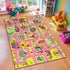 Capslpad Kid Rug for Playroom Pink Play Rug Traffic Road Car Play
