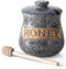 Honey Jar, Honey Pot, Honey Dispenser 12oz Grey Ceramic Honey Jar with
