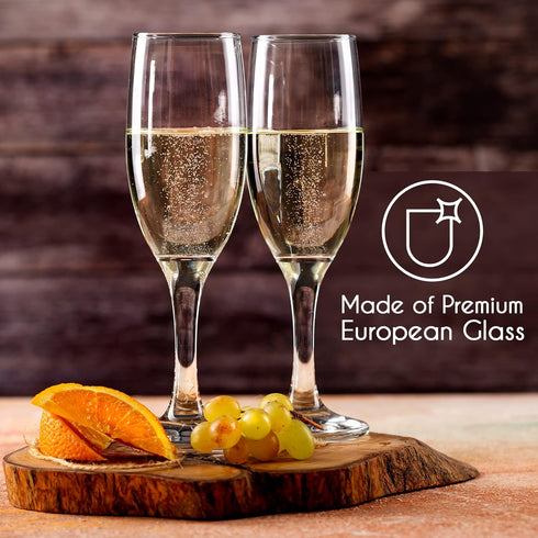 Volarium Champagne Flutes Set of 6, Elegant Crystal Glasses for Sparkling Wine, Perfect for Christmas, Weddings,