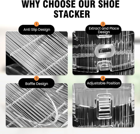 Closet 12 Pack Closet TOPNEW Shoe Slots Organizer for Adjustable Level Shoe Stacker Holder Organization Double Layer