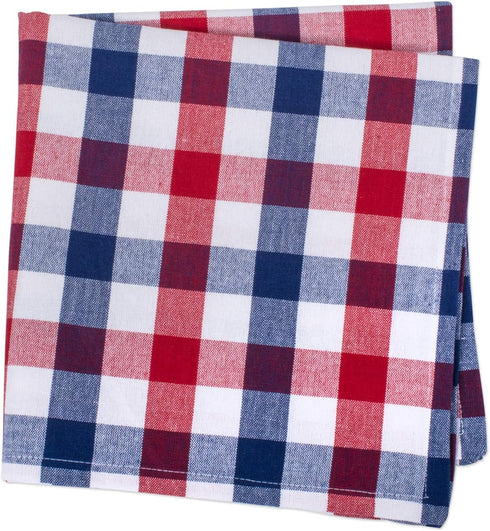 DII 4th of July Tabletop Collection Napkin Set, 6 Piece, Red, White & Blue Check