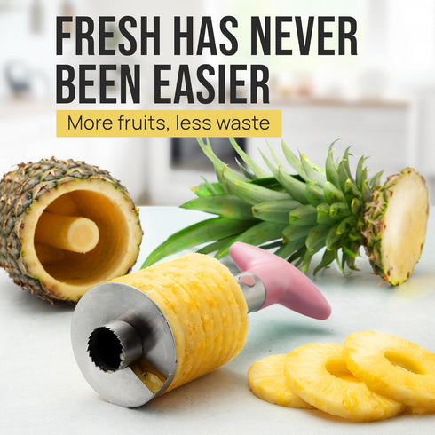 Zulay Kitchen Stainless Steel Pineapple Corer & Slicer - Heavy Duty Cutter with Reinforced Blade, Pink
