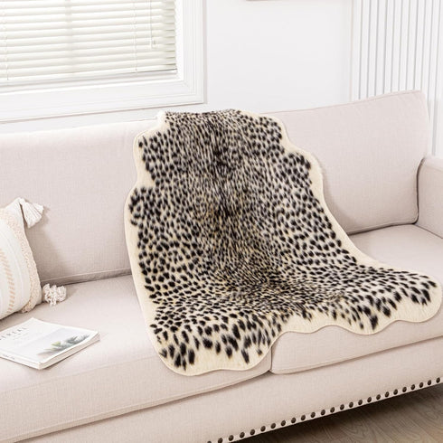 Leopard Print Rug, Cute Faux Cheetah Cowhide Skin Fur Rug, Animal Printed Area Rug for Home Office