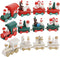 Happy Trees 3 Pack Christmas Decorations Indoor - Wooden Train Set Xmas
