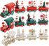 Happy Trees 3 Pack Christmas Decorations Indoor - Wooden Train Set Xmas