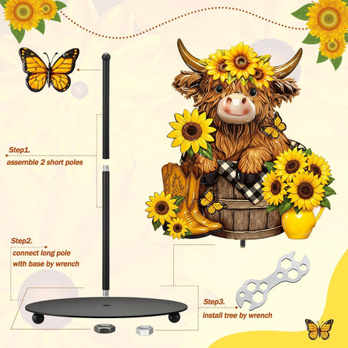 Summer Countertop Sunflower Highland Cow Paper Towel Holder Sunflower Floral Cattle Kitchen Bathroom Decor Farmhouse