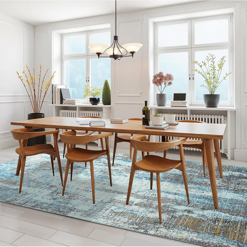 4x6, Area Rugs Washable Rug for Living Room, Modern Abstract Grey Rug for Bedroom, Non Slip Foldable Low Pile Stain