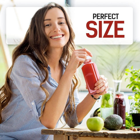 12oz 6pcs Norcalway Plastic Juice Bottles with Caps, Reusable Juicing Bottles, Clear Drink Containers with Lids