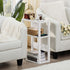 3-Tier YUFAM Small Narrow Wood Side Table with Charging Station, Skinny Nightstand for Small Space, Slim Bedside Table