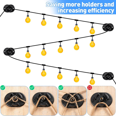 Saillong 4 Pack Hooks for Outdoor String Lights, Weatherproof Christmas Light Clips, Hanger Hooks for Holiday Decor,