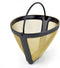 Delibru Gold Tone #4 Cone Style Reusable Coffee Filter, Fits 8-12 Cup Coffeemakers, Universal Fit