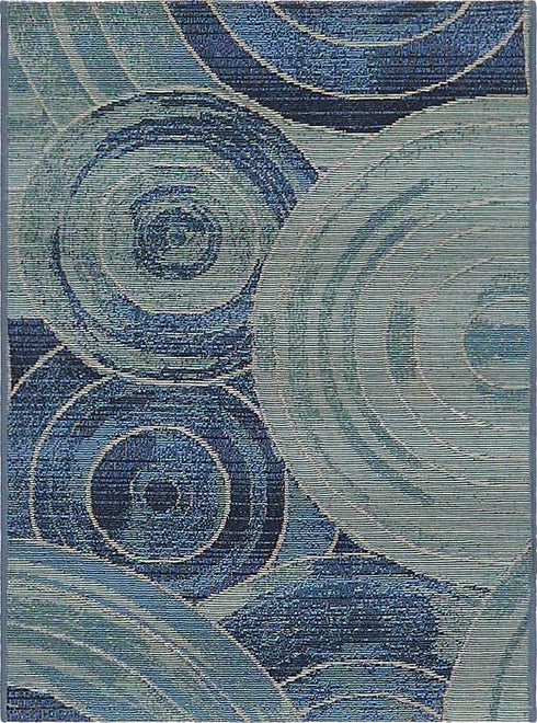 Unique Loom Outdoor Modern Collection Area Rug, Rippling, 2' 2" x 3' 1", Light Blue/Navy Blue