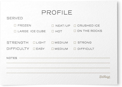 48 Cocktail Recipe Cards, 4 x 6 inches, Double Sided for Bartenders, Drinks and Mixology