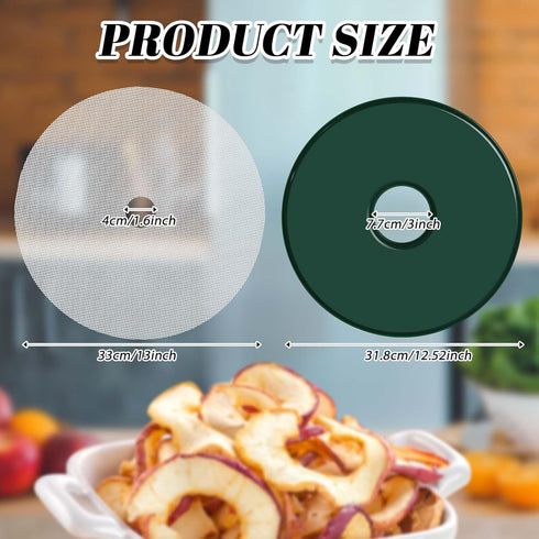 Domensi 12 Pcs Round Dehydrator Sheets Non Stick Silicone Dehydrator Mats with Edges Mesh Dehydrator Trays Reusable Roll Dehydrator Tray Liner for Fruit Meat Beef Kitchen, 13 12.5 Diameter by Domensi