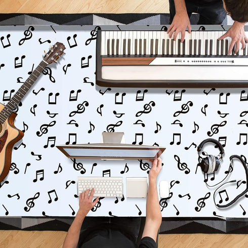 108 x 54 Inch Musical Notes Tablecover, Disposable Plastic Tablecloth for Birthday Party Decoration Supplies (2 Pieces)