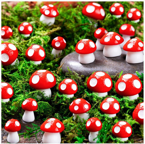 MGZTTHW 60pcs Mini Resin Mushrooms for Crafts 0.7" 0.5" 0.4" Tiny Fairy Garden