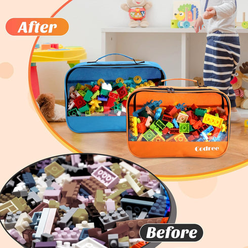 codree 6 Pack 13 8.5 3.9 Inch Large Oxford Cloth Toy Storage Bags, x x Visible Organizer Pouch with Zipper, Waterproof