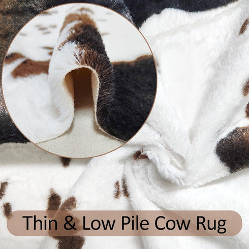 4.6 5.2 Faux Cowhide Rug Cute Cow Print Rug Cow Rugs for Bedroom Living Room Nursery Western Home Decor Area Rug, Brown