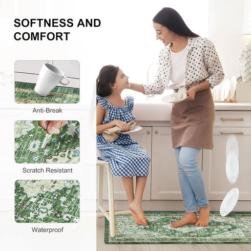 Collive Anti Fatigue Mats for Kitchen Floor, Non Slip Cushioned Mat for Office, Laundry, Sink, 17”x47”, Green