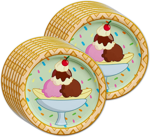 Ice Cream Shop Birthday Party Supplies – Decorations, Tableware Set for 16 Includes Plates, Napkins, and Cups