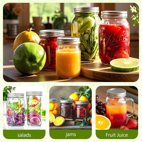 DSJIFGEW 52Pcs Premium Canning Lids - Rings for Regular Mouth Mason Jars, Food Grade Split-Type Metal Canning Kerr Jar