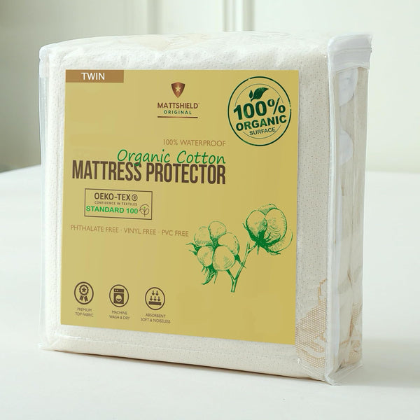 Deluxe Waterproof Organic Mattress Protector Twin - Certified Organic Cotton, Breathable Mattress Pad Cover