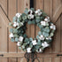 Idyllic Eucalyptus and Cotton Wreath, 14 Inches Artificial Decor for Farmhouse, Garden, Wedding, Natural Twig Base