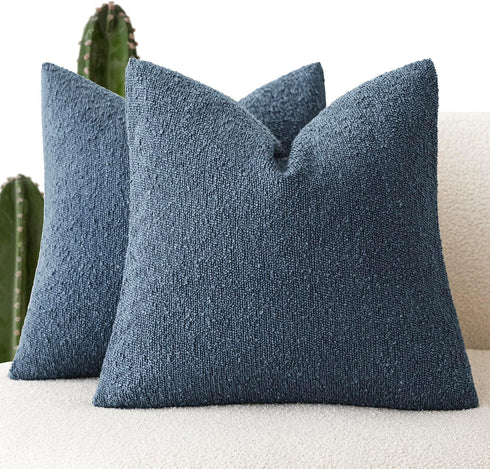 Foindtower Set of 2, Decorative Textured Boucle Throw Pillow Covers Accent Solid