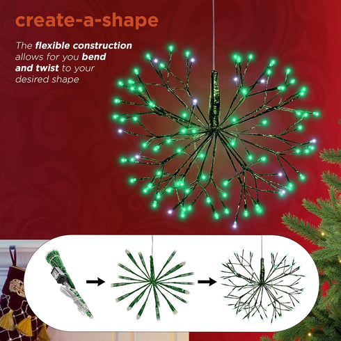 Alpine Corporation 16"H Indoor Holiday 3D Snowflake Ornament - LED Lights, Green Christmas Decoration