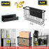 Magnetic Basket Organizer Shelf Rack for Refrigerator, Office File, Plastic Food Wrap Holder with Hooks, Black