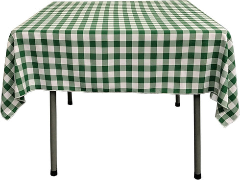 LA Linen Gingham Tablecloth, Checkered for Parties, Picnics & More, Farmhouse Style, 52"x52" Green