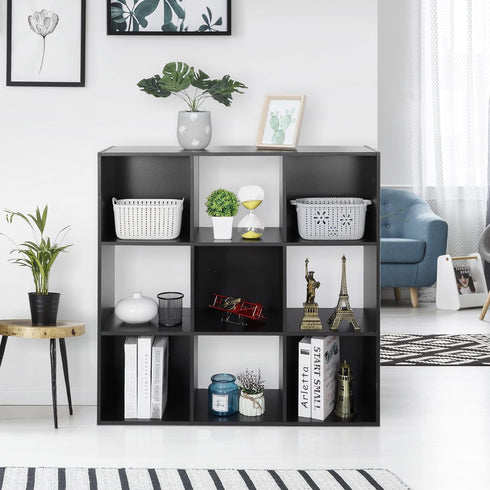 9 5 ZenStyle Cube Storage Shelf Organizer, Wooden Bookshelf System Display Cube Shelves Compartments, Customizable W/