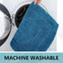 Buganda Bathroom Rugs, 24" x 16", Peacock Blue Soft Microfiber Bath Mats, Non-Slip Shaggy Carpet for Bathroom Floor