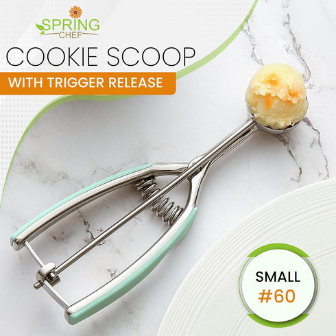 Spring Chef Mint Small Cookie Scoop for Baking, Multifunctional #60 Baller with Trigger Release for Ice Cream, Protein