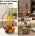 Countertop Livabber Fruit Basket Bowl with Banana Hanger, Modern Standing Fruit Vegetable Bowl Storage, with Banana