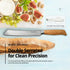WICKWILLOW 8 Inch 14C28N Bread Knife Steel with Italian Olive Wood Handle Double Serrated Knife for Sourdough