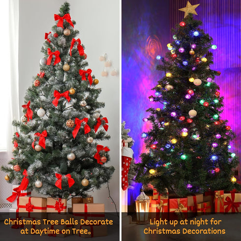 Brillarlights G30 25 17FT Christmas Multicolor Round Tinsel Globe Lights-Colorful Christmas Lights String with LED