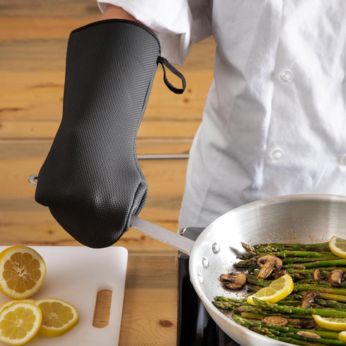 San Jamar UPM15BK Textured Neoprene Ultigrips Oven Mitt, 15" Length, Black